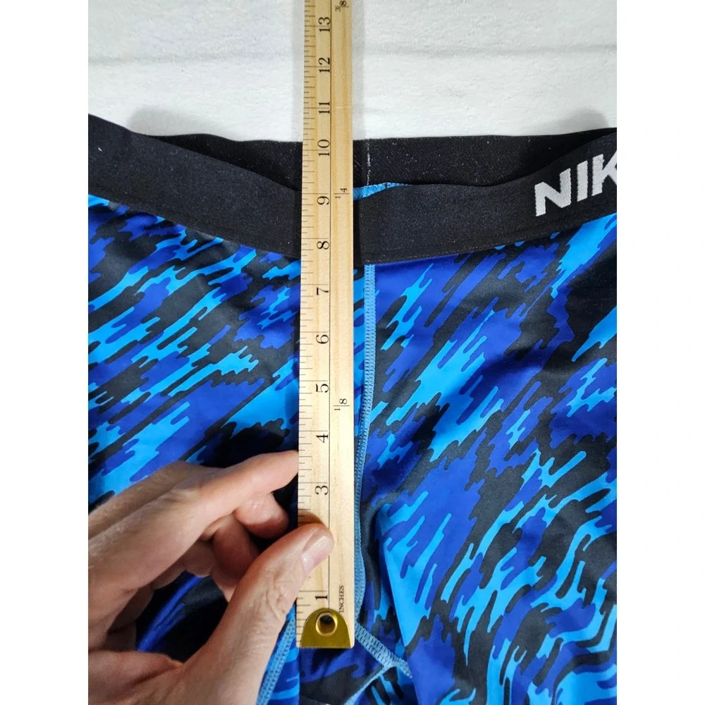 Nike‎ Pro Dri-FIT Womens Blue Camo Crop Leggings Training Tights Size M